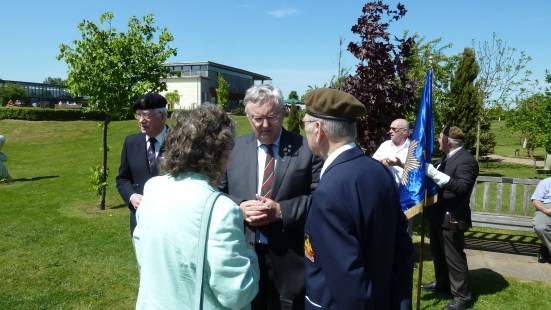 The Chairman chats to Sheila and Keith Hassall. Keith served at Leicester and is now involved with local RBL Branches. 